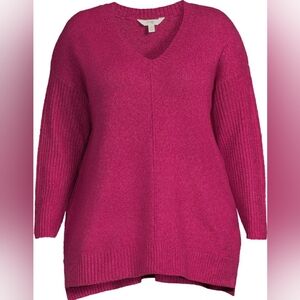 Terra & Sky Fuchsia V-Neck Sweater